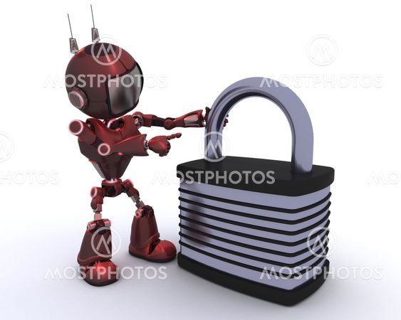 Android with padlock