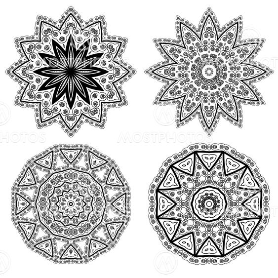 Round Geometric Ornaments Set Isolated