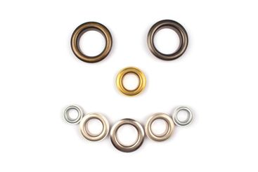 Set of brass multicoloured metal eyelets or rivets -...