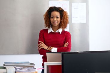 Office, businesswoman and portrait with arms crossed for...