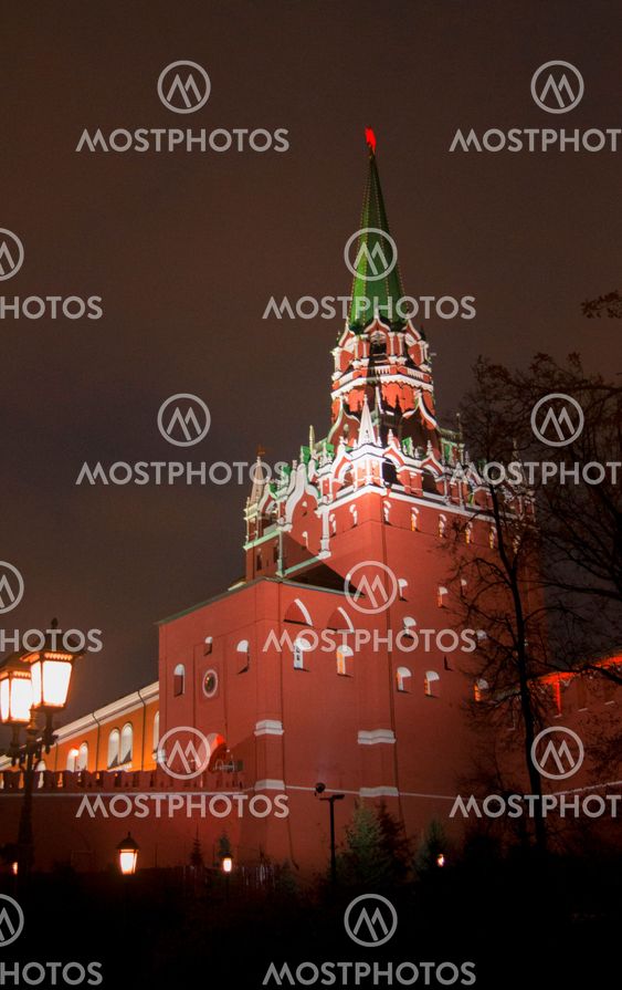 The Troitskaya Tower of the Kremlin in Moscow, Russia