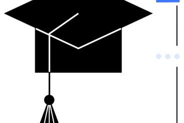 Graduation cap with tassel alongside abstract medication...