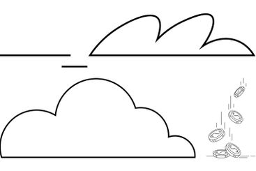 Cloud concepts with falling coins symbolizing digital...