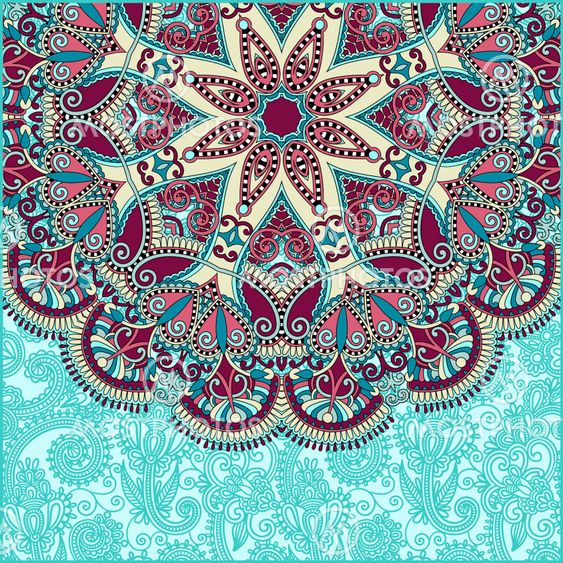 floral round pattern in ukrainian oriental ethnic style for your greeting card or invitation, template frame design for card, vintage lace doily
