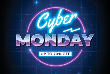 Retro futuristic cyber monday