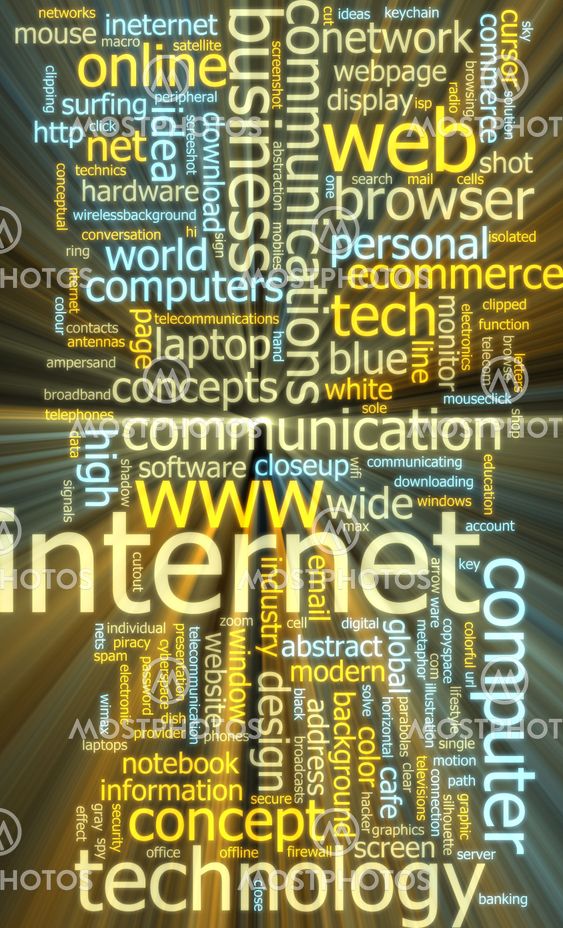 Internet ordet moln glödande