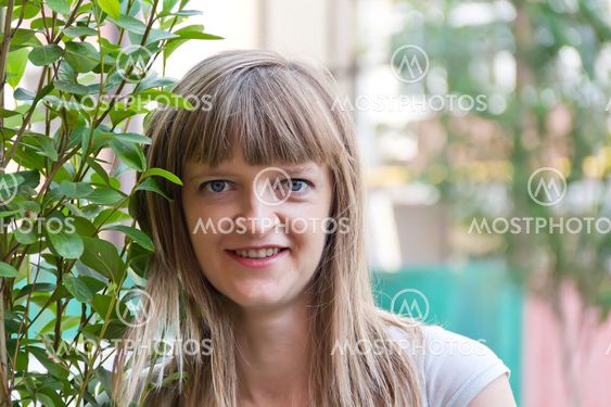 Blond woman with long hair