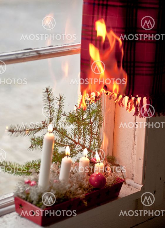 Christmas candles starting a fire