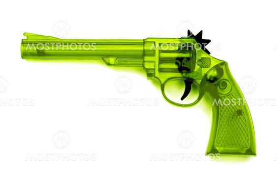 Toy plastic gun , on a white background