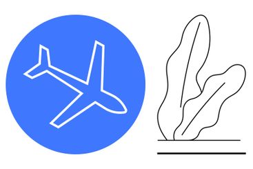 Airplane Outline in Blue Circle Next to Simplified Plant...