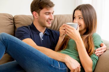 Young couple drinking coffee