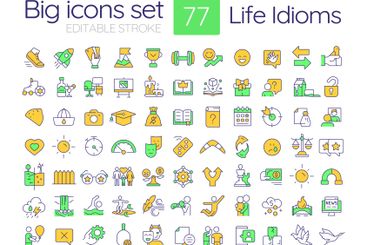 Life idioms RGB color icons set
