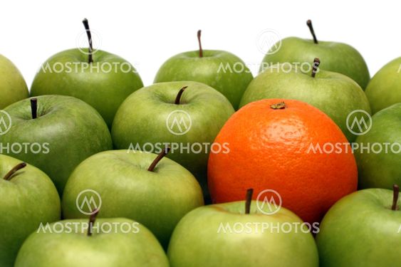 different concepts - orange between apples
