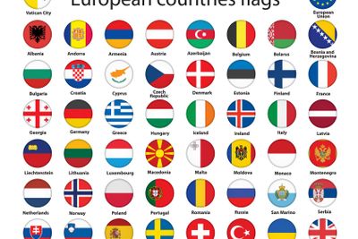 buttons with flags of Europe