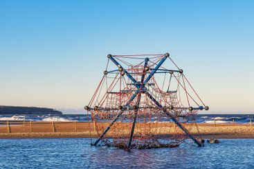 Climbing frame on the coast of the Baltic Sea in...