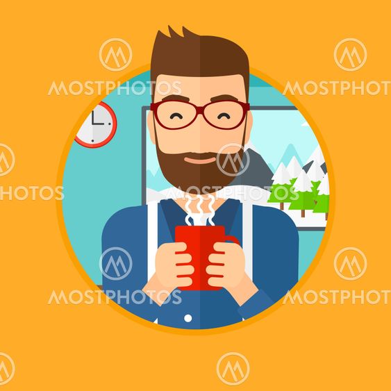 Man enjoying cup of hot coffee.