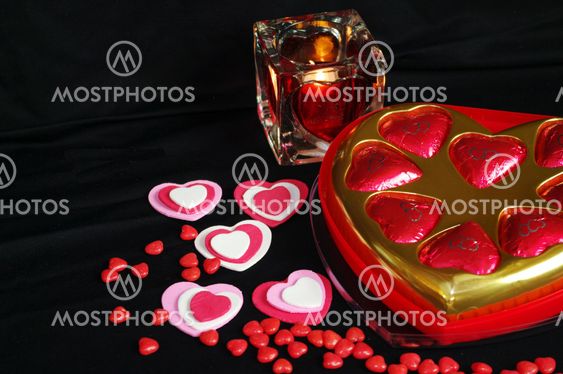 Valentine Hearts candle and candy