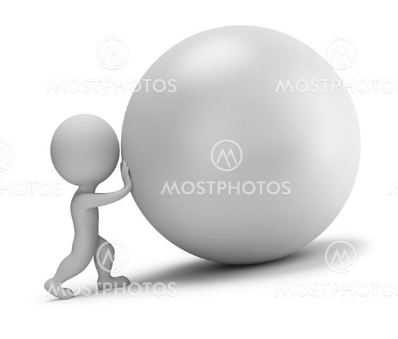 3d small people - pushes the ball