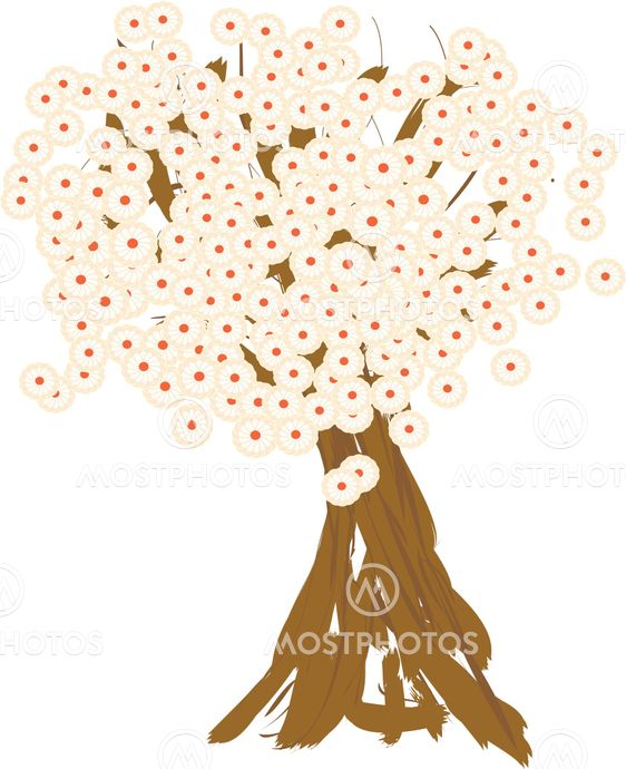 Spring tree in the blossom with flowers.