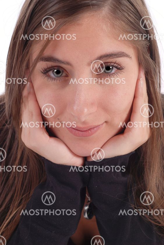 Girl with head in hands