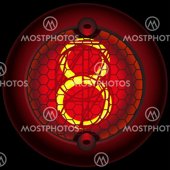 Digit 8 (eight). Nixie tube indicator