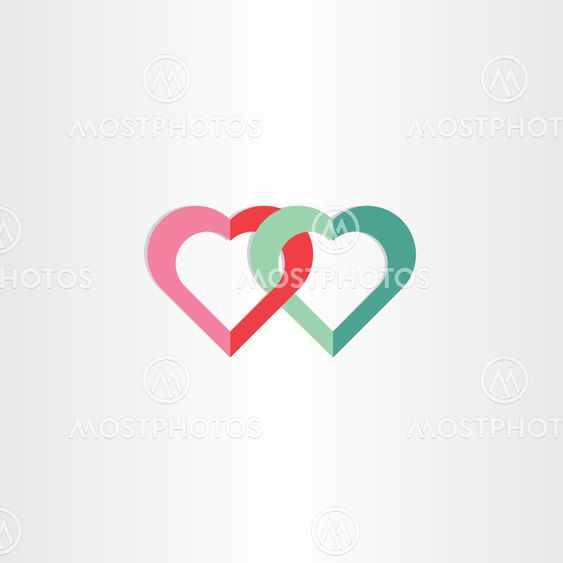 two green and red hearts symbol