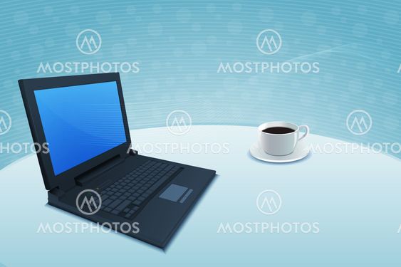 laptop with coffee