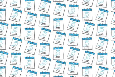 Blue Monday Calendar Pages with Sad Faces and...