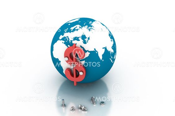 3d globe dollar sign