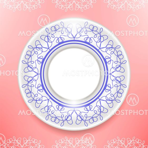 Ceramic Ornamental Plate Isolated on Pink