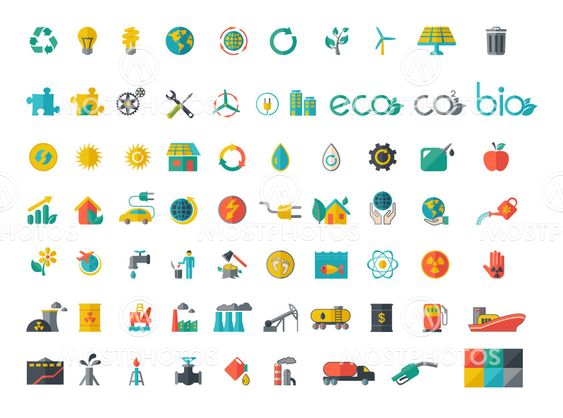 Collection of ecology flat icons