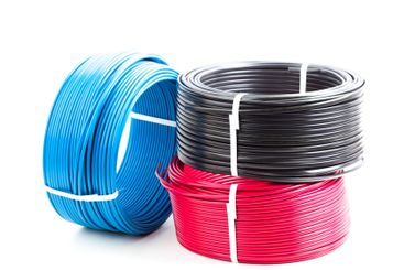 set colored electric cable on white background