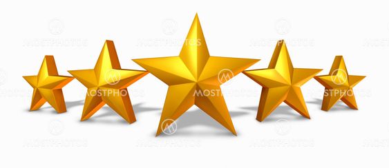 Gold star rating with five golden stars