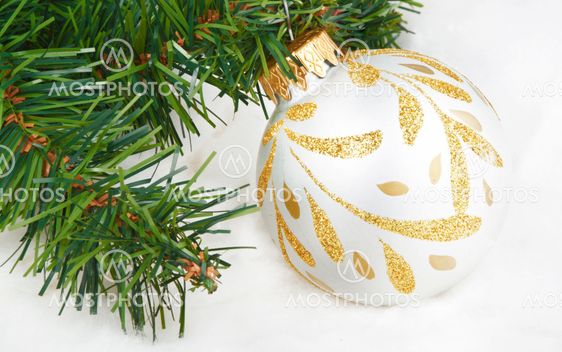 christmas balls on the white
