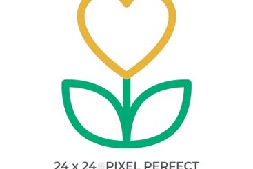Plant with heart shaped flower colorful line ui icon