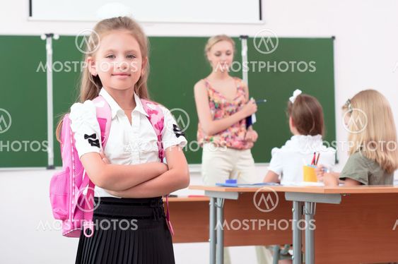 portrait of schoolgirl with backpack