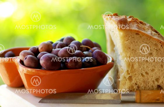Portuguese olives and bread.