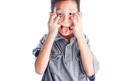 Asian boy with funny face