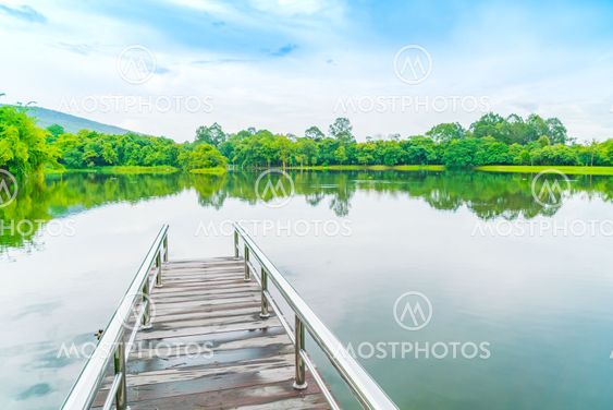 Beautiful green park with lake , Ang Kaew at Chiang Mai...