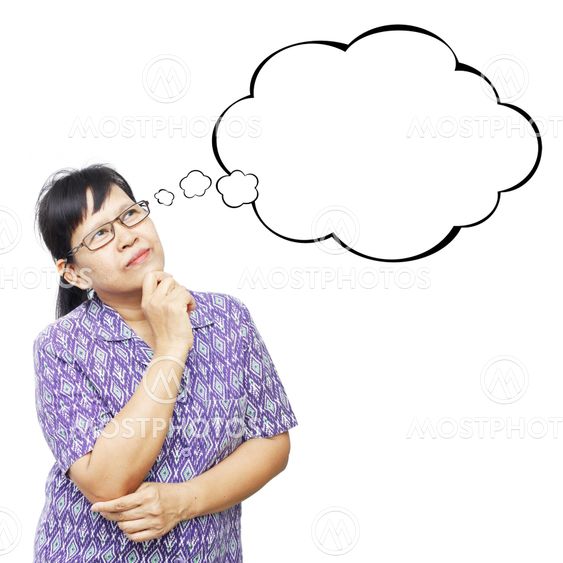 Asian senior woman thinking something