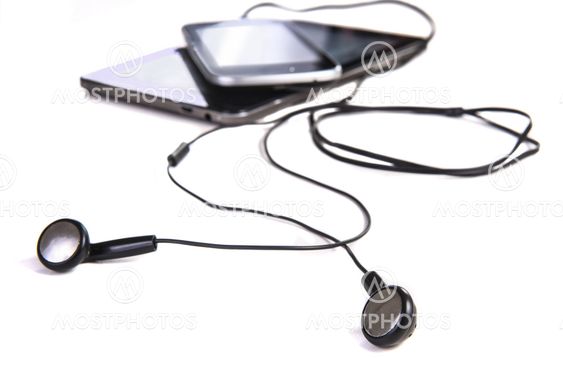 earphones phone tablet isolated