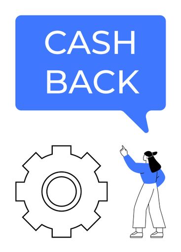 Cash Back Concept with Speech Bubble, Gear Symbol, and...