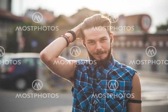 young handsome bearded hipster man