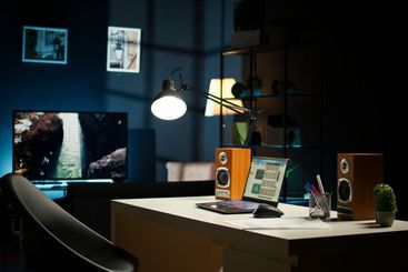 Contemporary apartment with a minimalist home office design