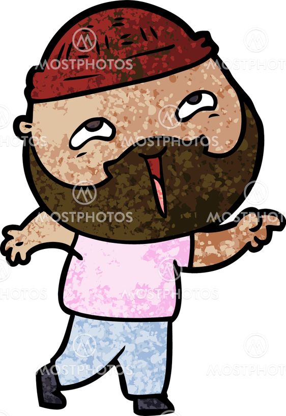 cartoon happy bearded man