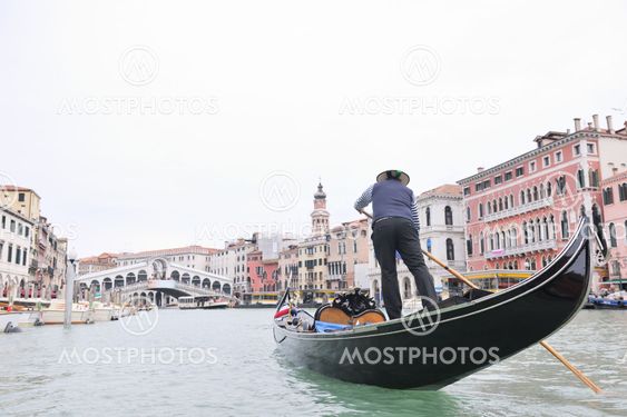 venice italy, gondola driver in grand channel