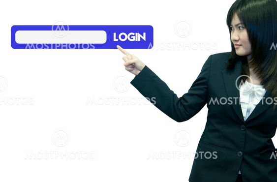 Business woman stand on with search interface