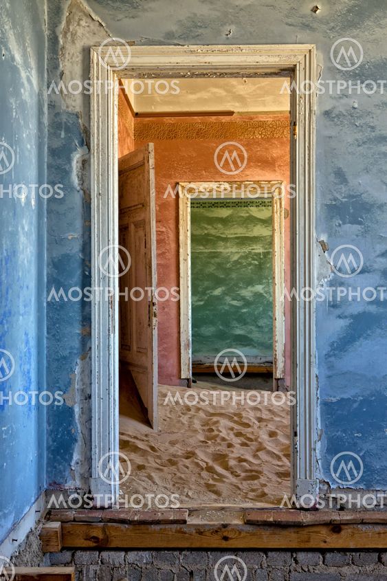 dune in a house at kolmanskop ghost town