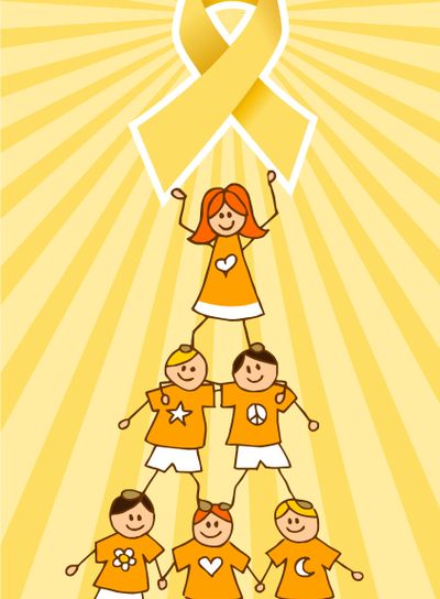 Childhood Cancer Ribbon on top of a Children Tree