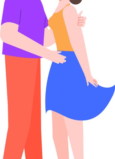 Colorful vector illustration depicting a romantic couple...